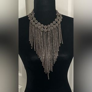Zara gorgeous bib style necklace in antique gold with Rhinestones.